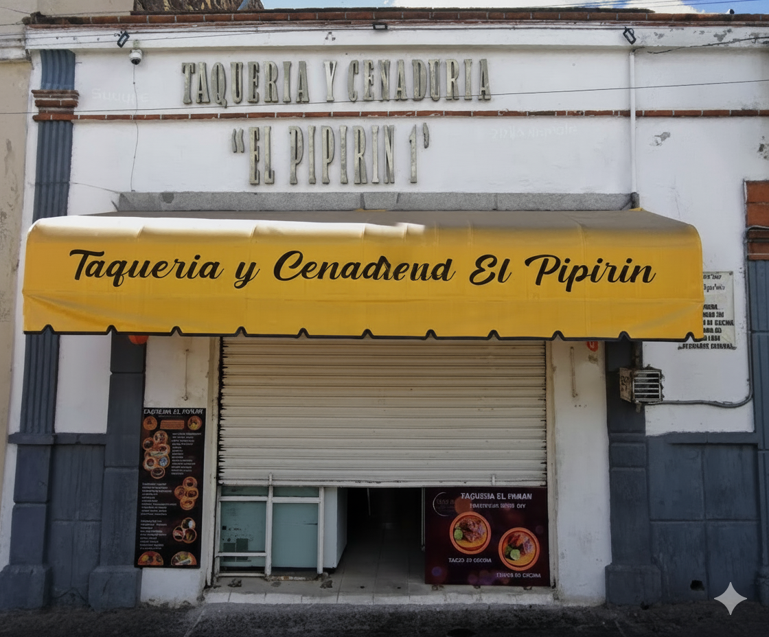 Fachada exterior de Taquería El Pipirín en el Centro de Puebla